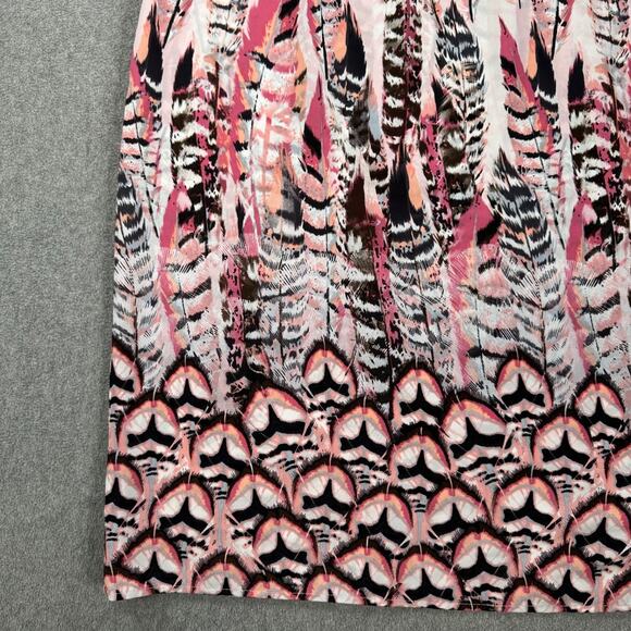 Pants Store Pink Feather Peacock Print Mini Dress Size Medium High Neck Halter - Picture 3 of 9